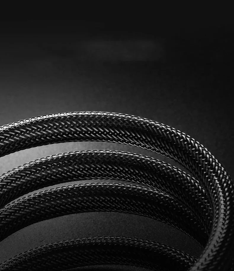 5-metre long black HDMI cable with gold-plated connectors on a white background