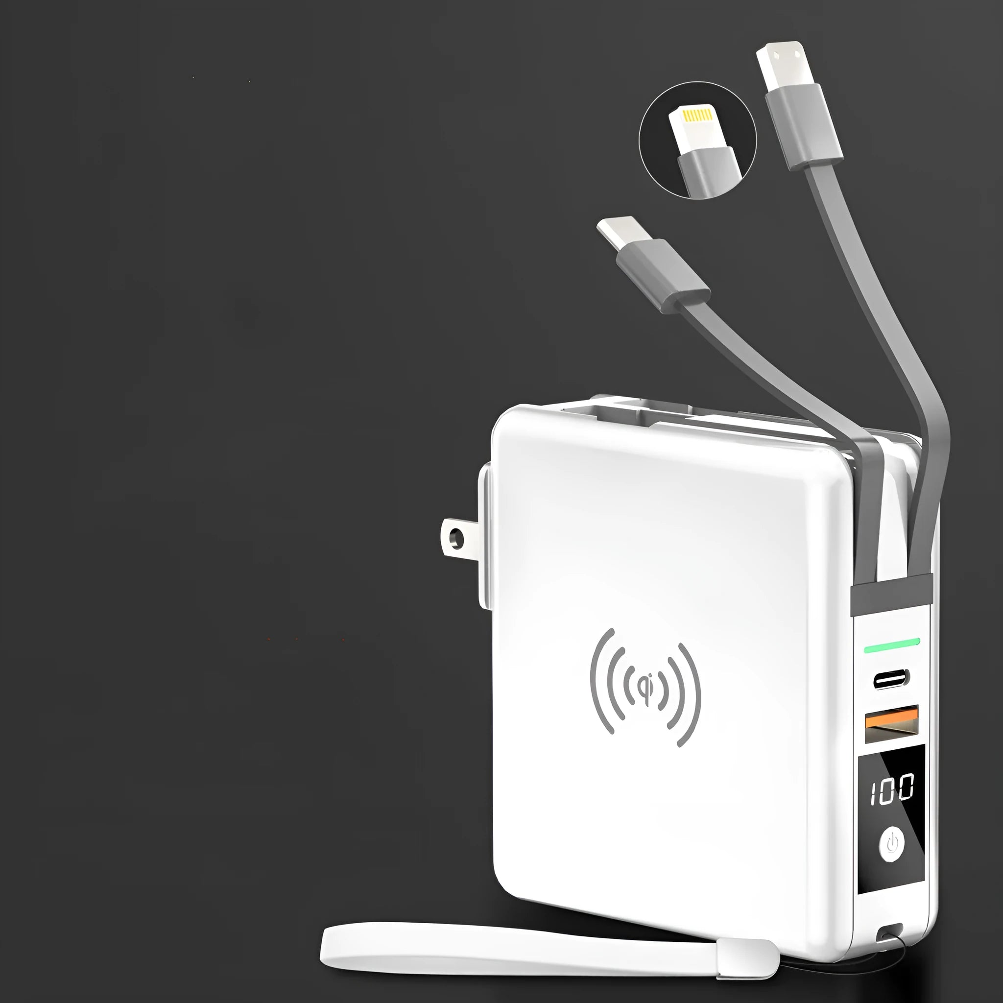 Super QI wireless charging power bank PD20W 10000mAh with travel adapter in black or white