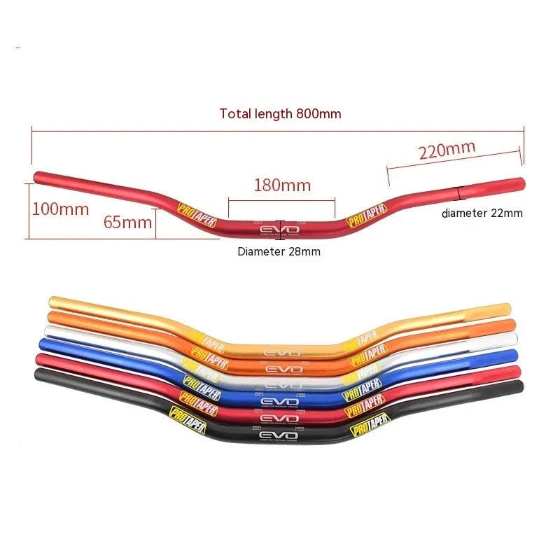 Orange aluminium motorcycle handlebar with 28mm diameter, 80cm width and 10cm rise