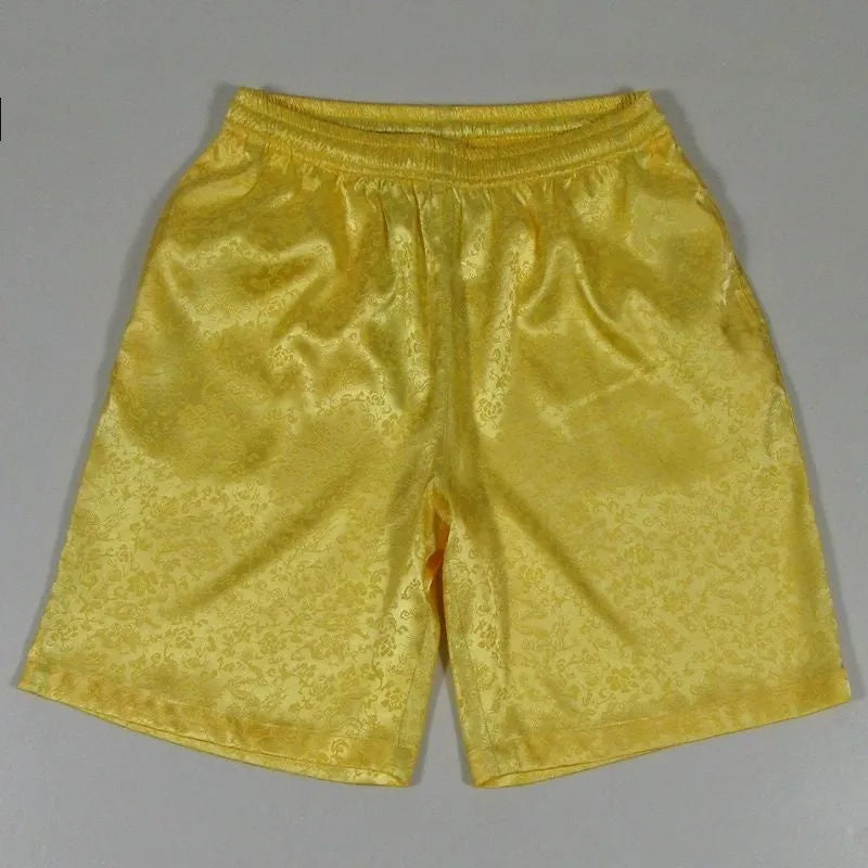 Men's traditional Tang suit Tai Chi shorts with elastic drawstring waist in multiple colours