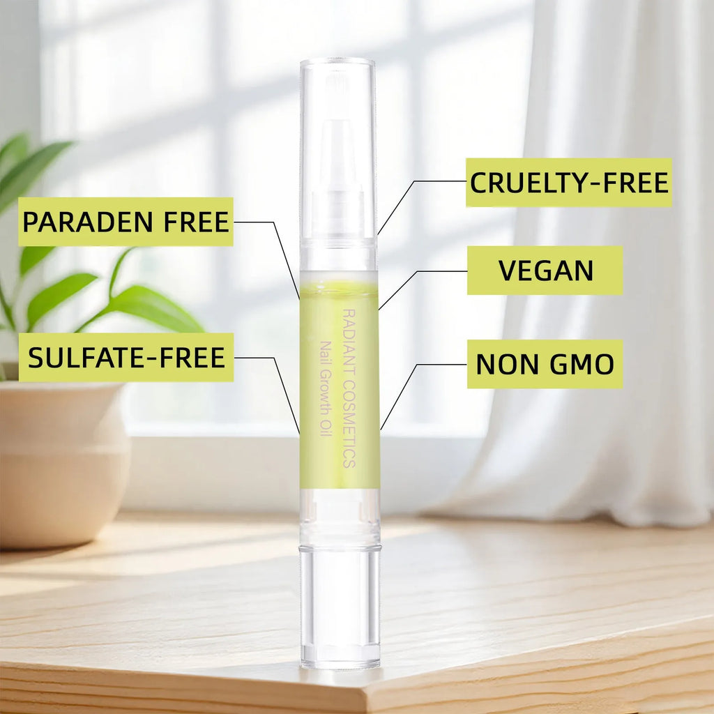 3ml bottle of clear nail growth treatment oil for cuticle and nail bed care.