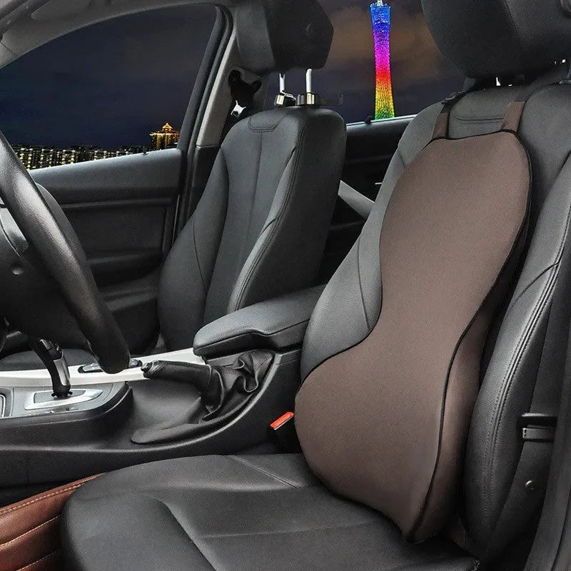 Memory cotton car lumbar support cushion with polyester cover in solid colour