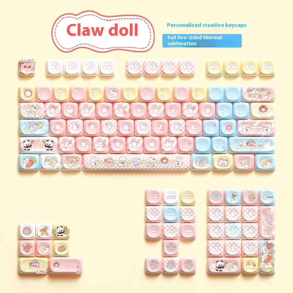Clip doll artwork mechanical keyboard key caps with sublimation printing in 112 or 120 key configurations
