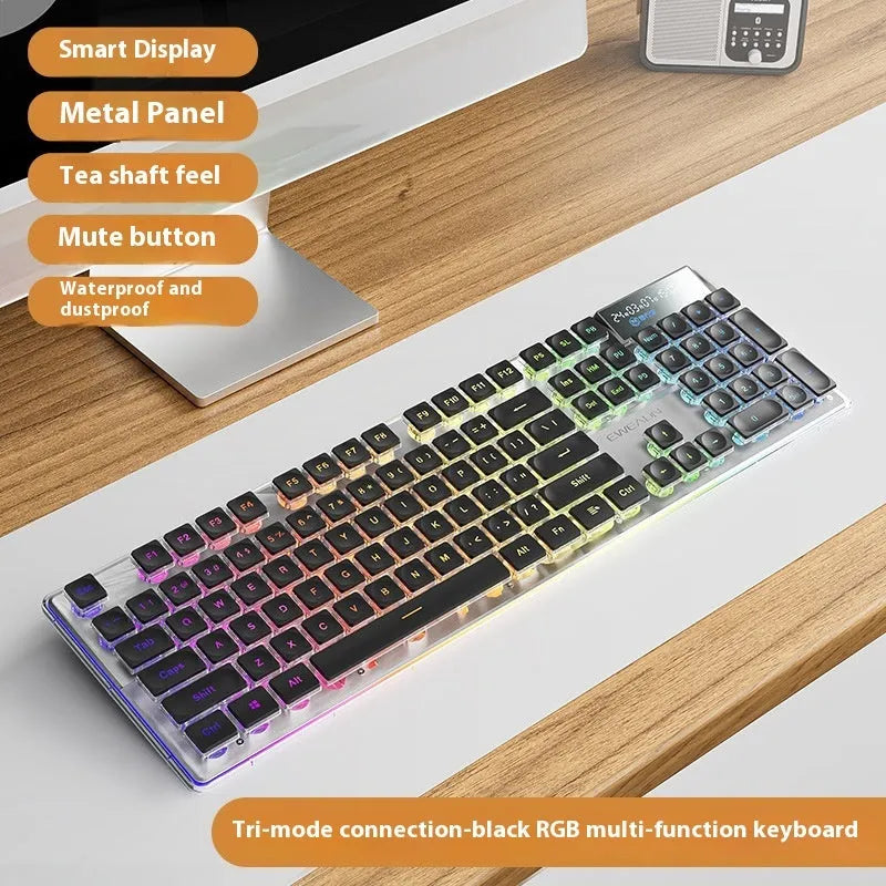 Prewalker V3 wired and wireless keyboard and mouse set in retro green colour on a desk