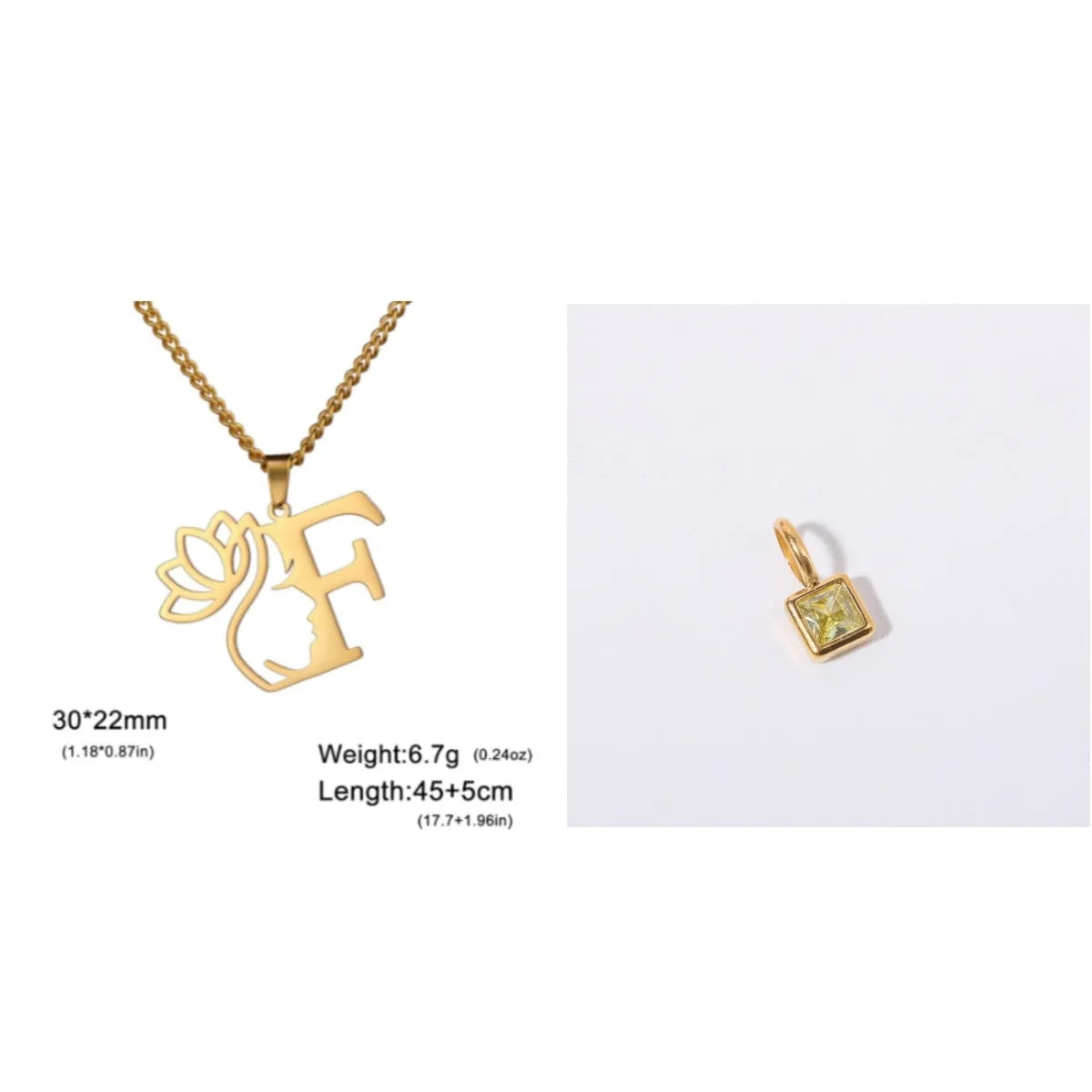 Stainless steel cross chain necklace with single pendant in gold or silver colour