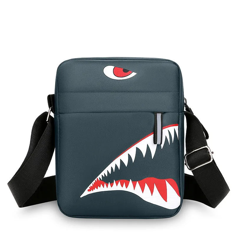 Men's small casual shoulder crossbody bag in Oxford cloth with animal print design