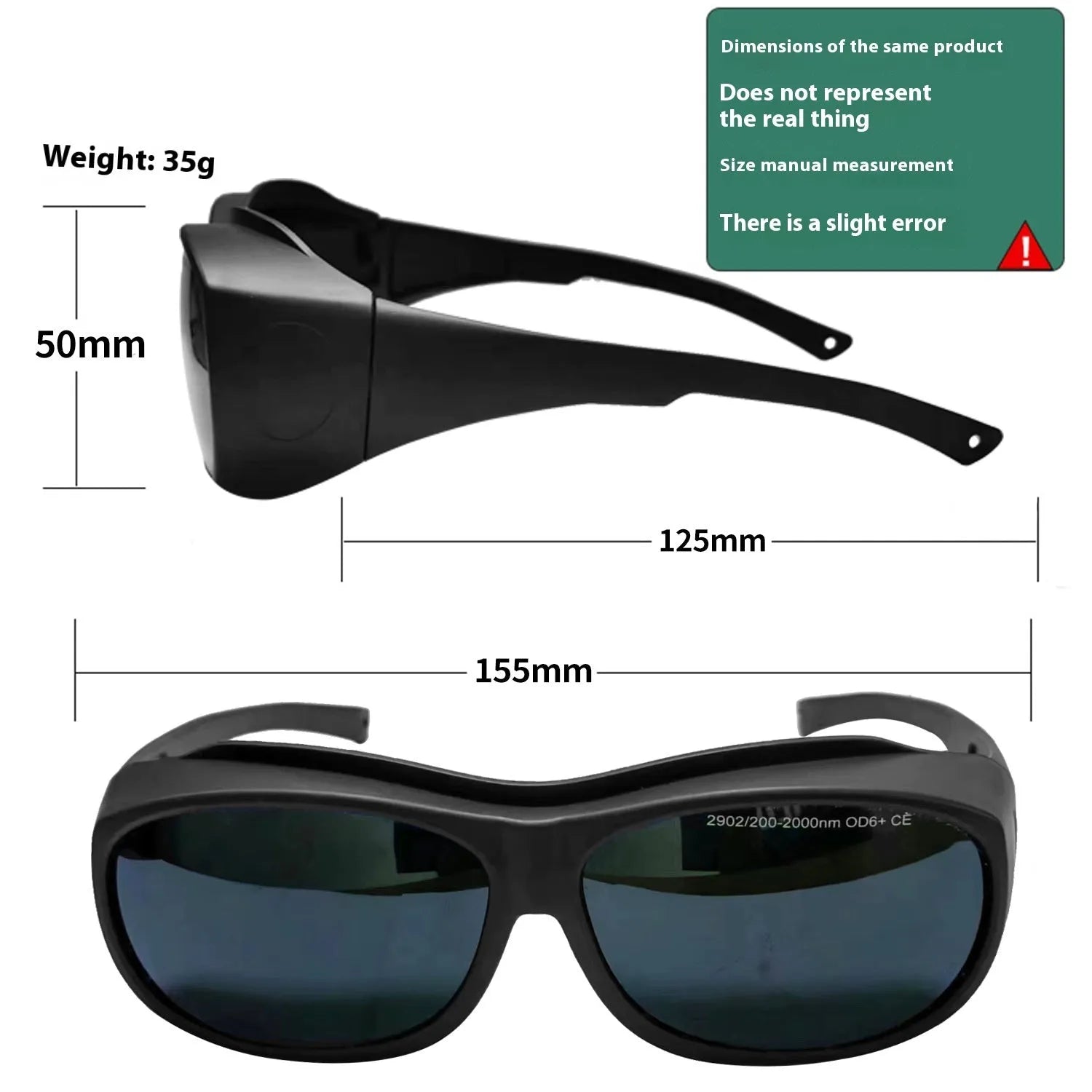 Clear laser safety goggles for 200-2000nm skin rejuvenation and welding protection