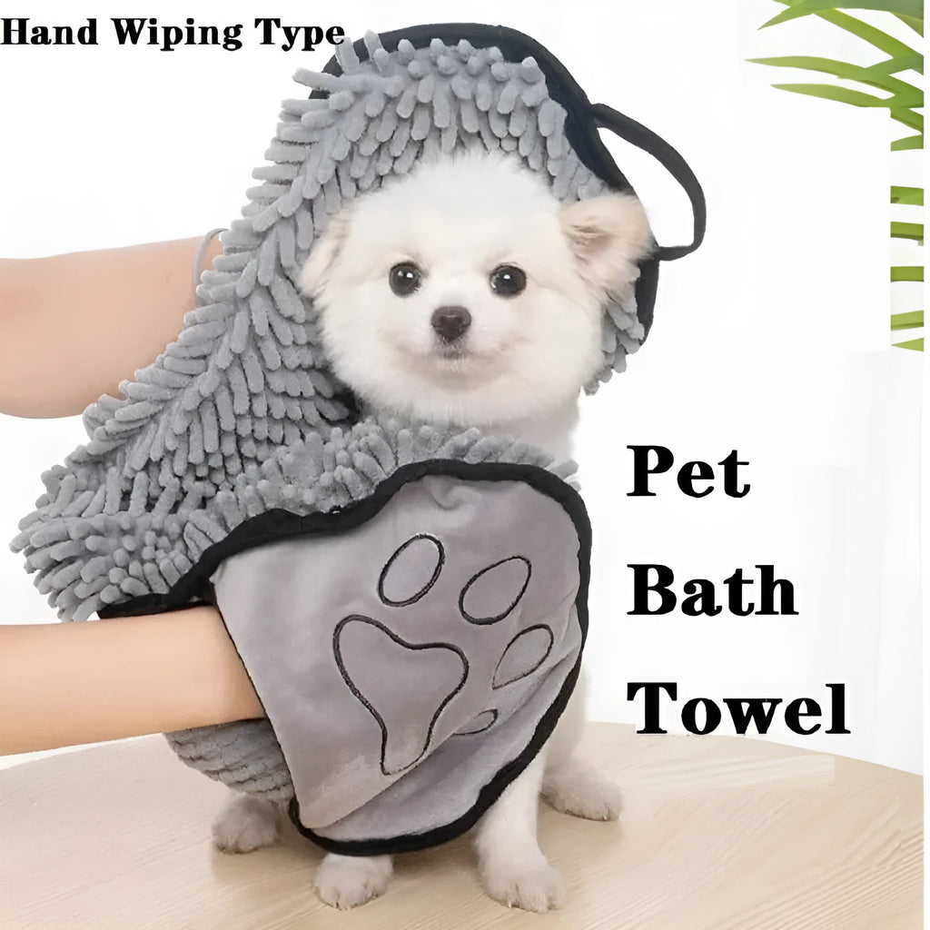 Blue quick-dry pet bath towel measuring 62 by 23 centimetres for drying dogs and cats
