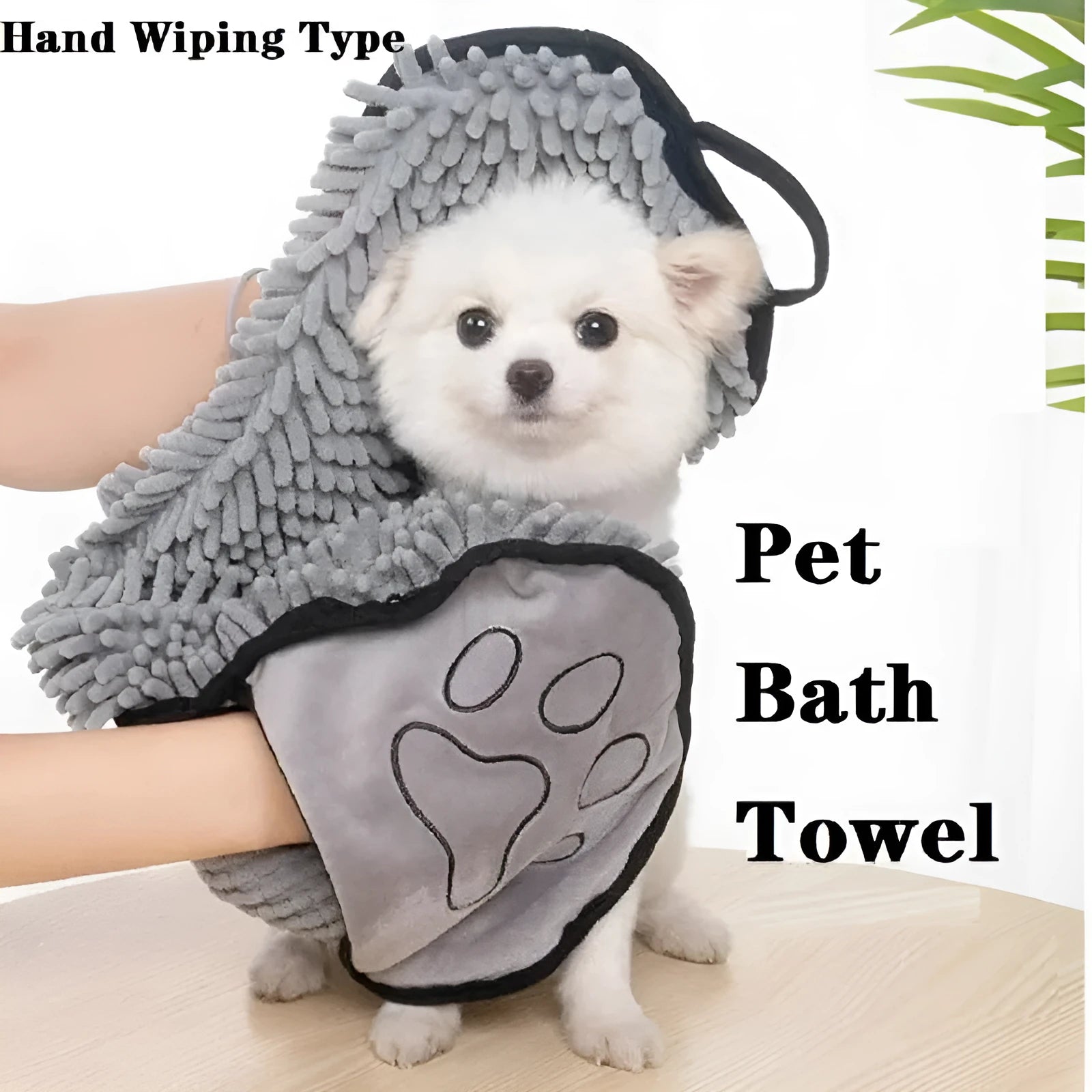 Blue quick-dry pet bath towel measuring 62 by 23 centimetres for drying dogs and cats