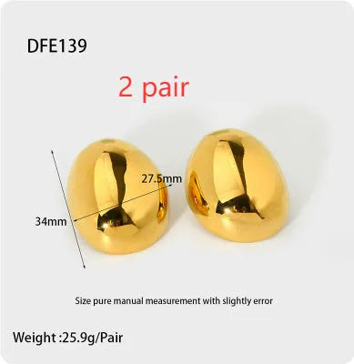 Geometric line design stainless steel earrings with glazed surface and 18K gold plating in DFE139 colour