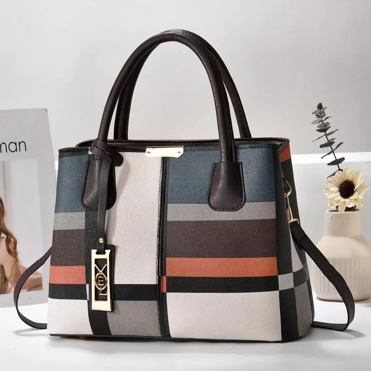Soft PU women's shoulder bag in horizontal square shape with leather strap, available in multiple colours