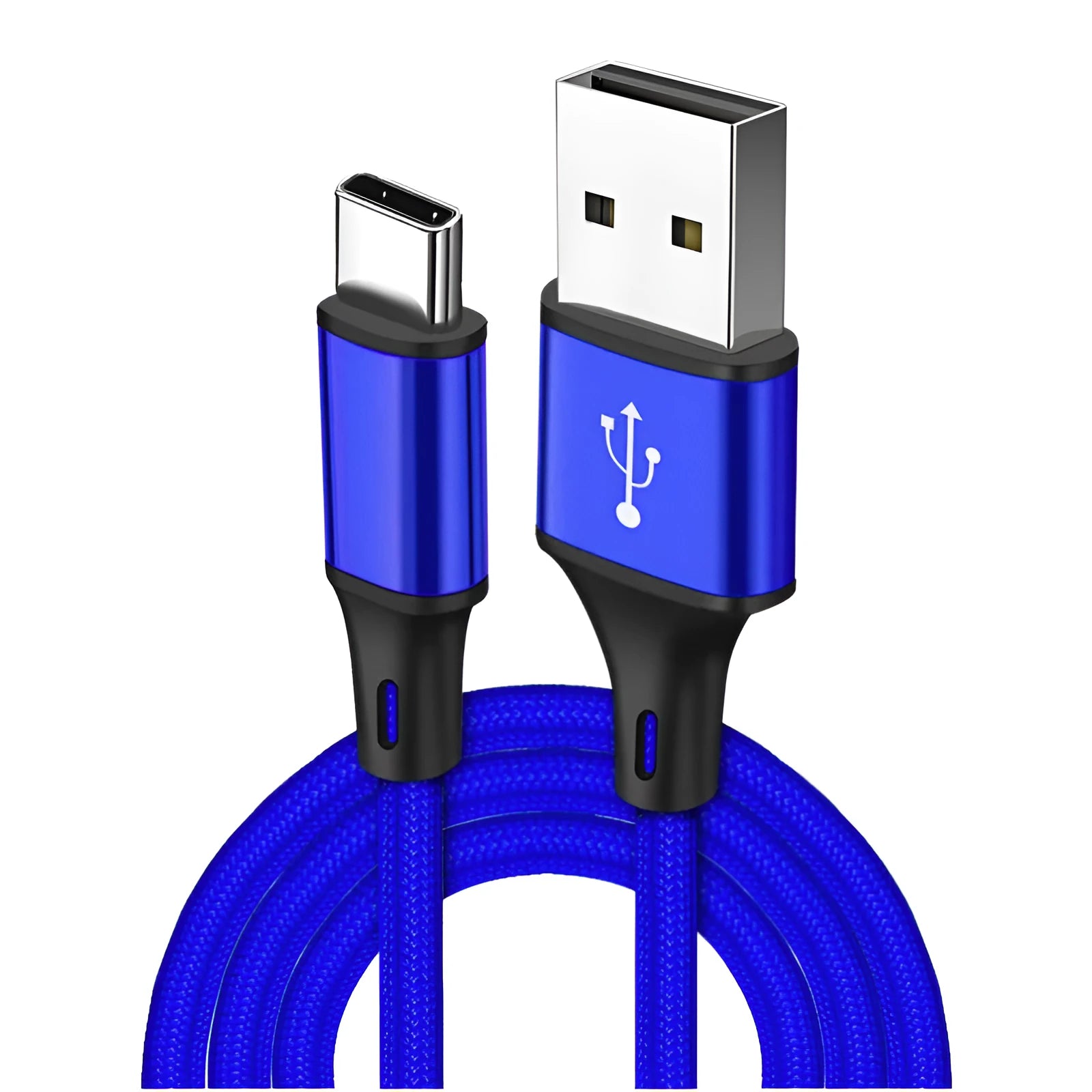 Long mobile phone data cable in multiple colours with Type-C and USB connectors