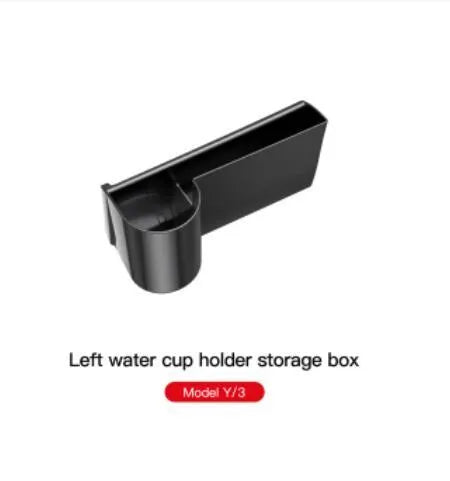 Plastic dashboard cup holder for left-hand drive Tesla Model 3 and Model Y cars.