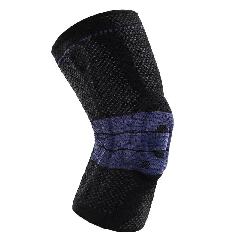 Adult sports knee pad in black and blue colour for basketball and running protection