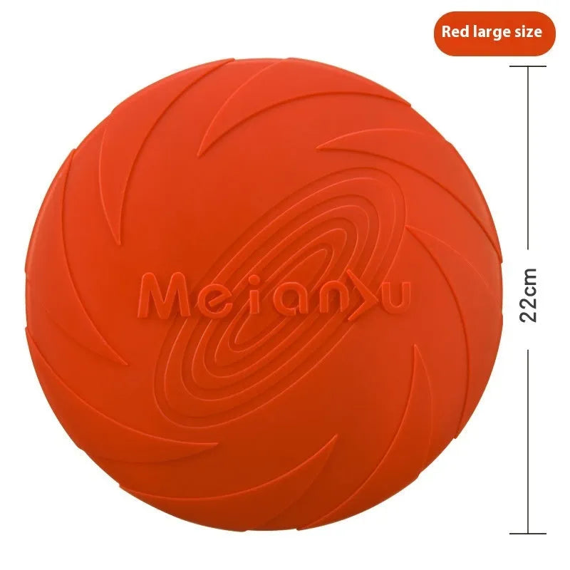 Soft rubber dog frisbee flying disc toy in blue, green or red colours available in three sizes