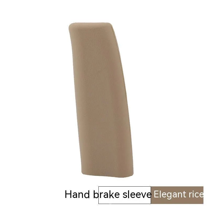 Universal silicone handbrake sleeve for cars in five colours: black, grey, beige, red, and blue.