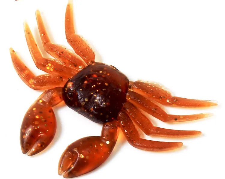 PVC crab fishing lure in brown and red colour options measuring 8cm for bottom-feeding fish