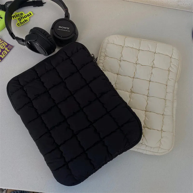 Large capacity cloud cotton laptop bag in black with multiple organisation sections
