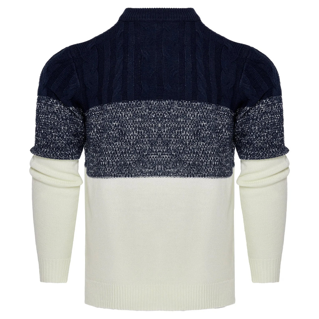 Men's basic acrylic knitted long-sleeved pullover sweater on a hanger