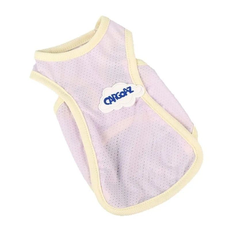 Lightweight polyester cat vest in grass green or taro purple for summer pet wear