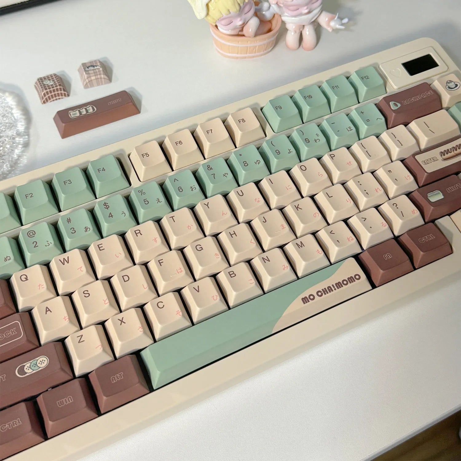 Craft Key CAP adaptive cross satellite shaft mechanical keyboard keycaps in matcha theme colour
