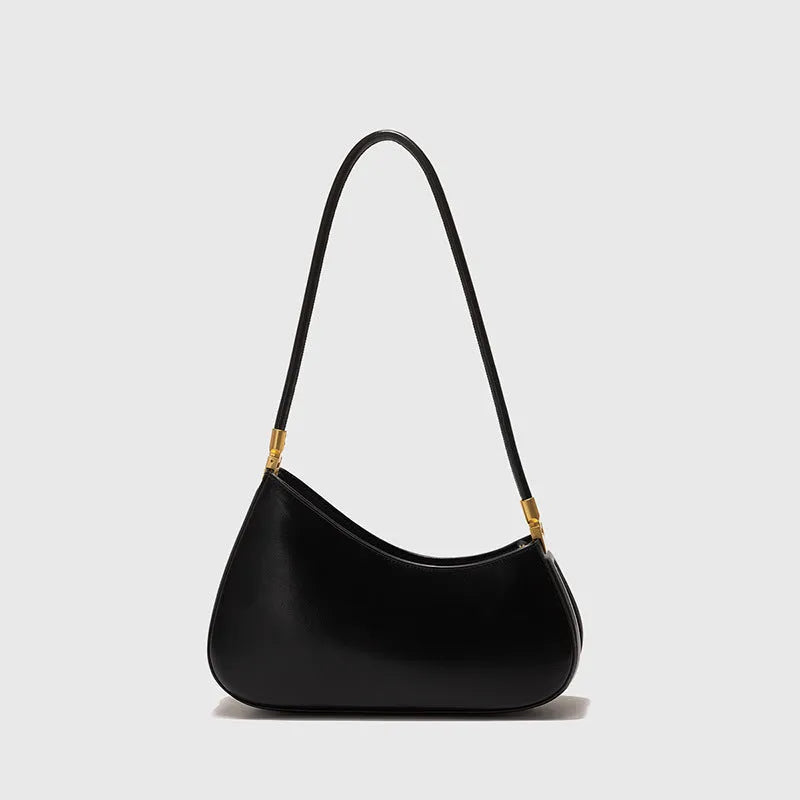 Retro oval women's underarm bag in PU material with sandwich pocket and single shoulder strap