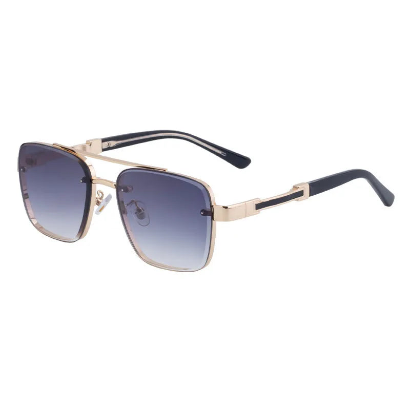 Men's vintage sunglasses with UV protection in gold gradient blue colour with PC frames