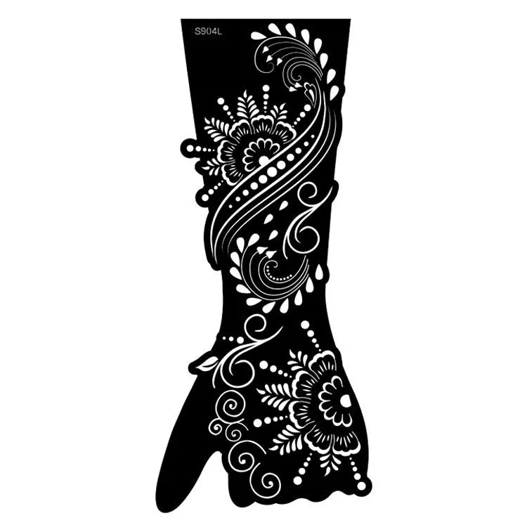 Hollow geometric tattoo sticker sheet with 30 machine-cut 3D paper carving patterns