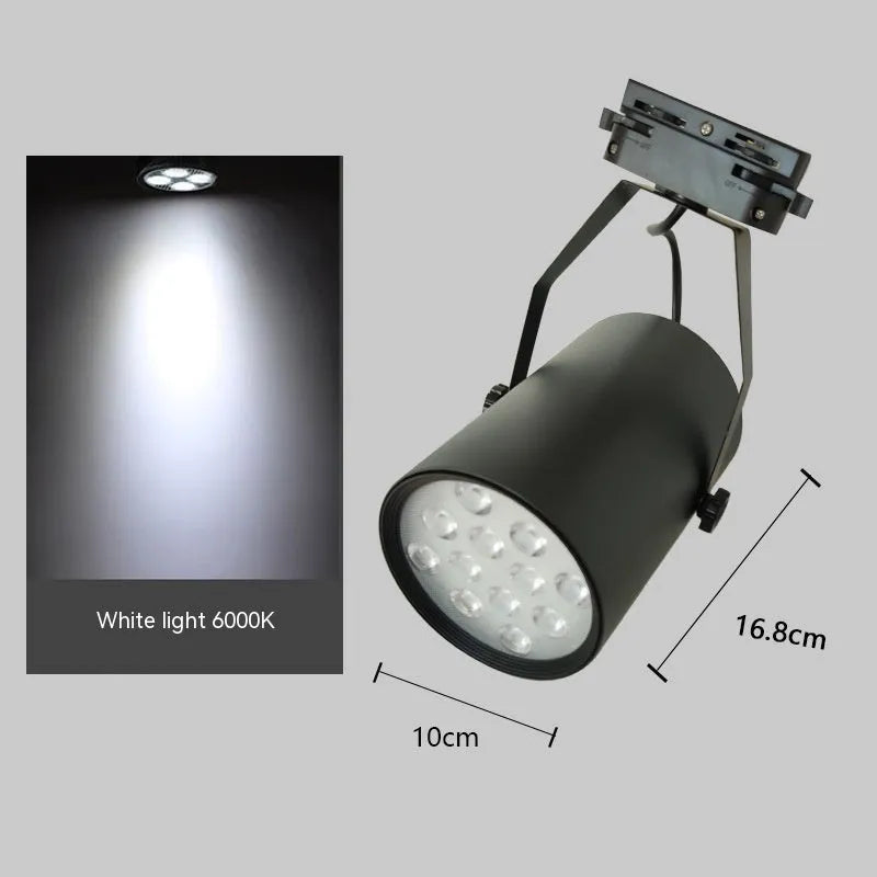 LED track spotlight with aluminium shell on lighting track for shop display illumination
