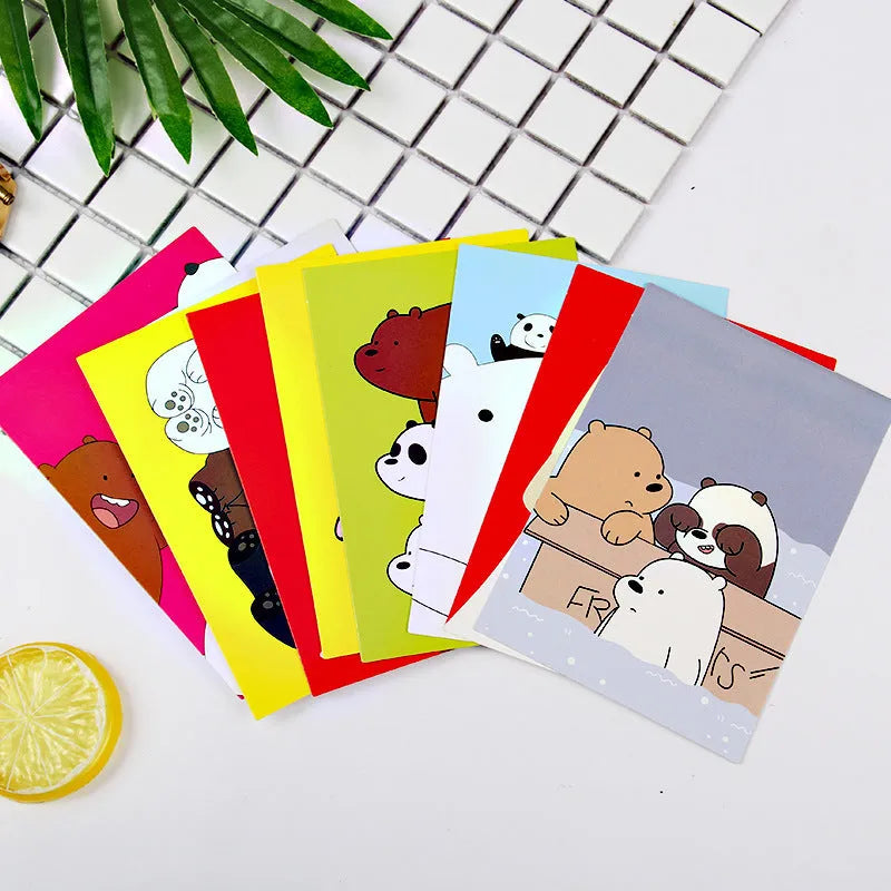 Japanese style postcard set with minimalist cartoon designs of retro Paris towers and historic sites