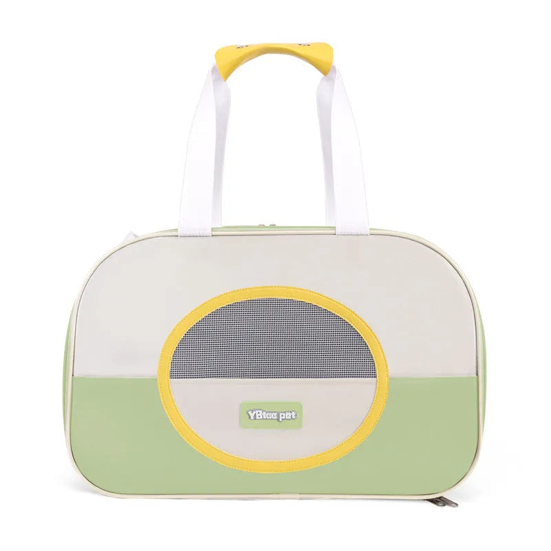 Outdoor portable foldable cat backpack in Oxford cloth, showing large capacity and breathable design.