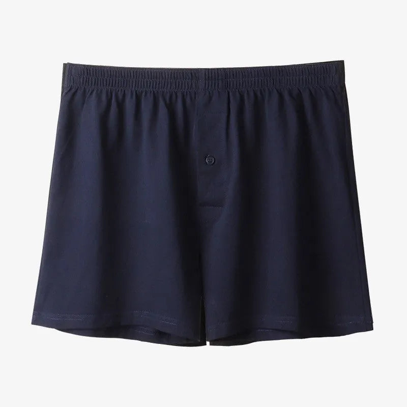 Men's light gray pure cotton high waist loose boxer shorts laid flat