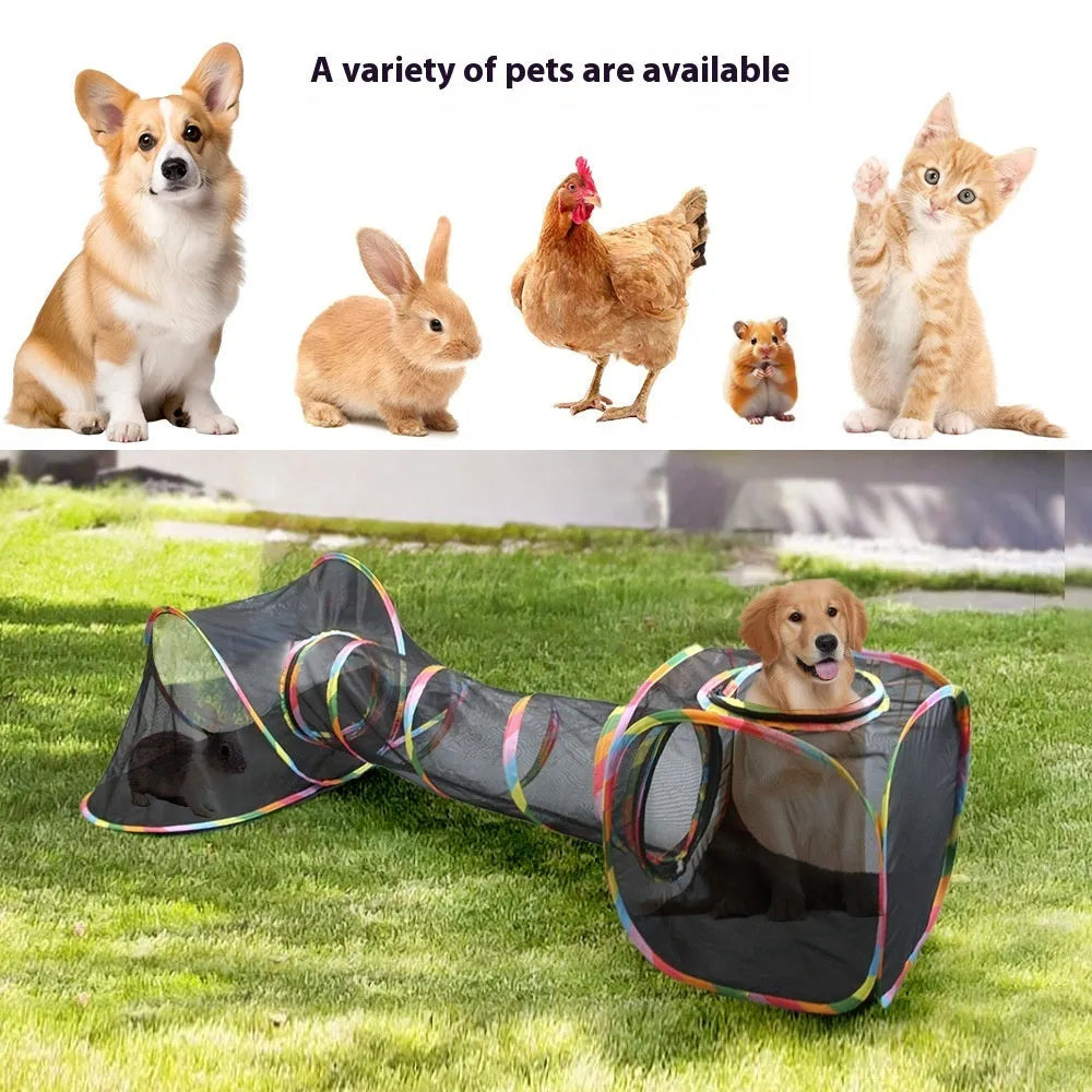 Foldable mesh cat roll cage pet playpen showing hexagonal style configuration