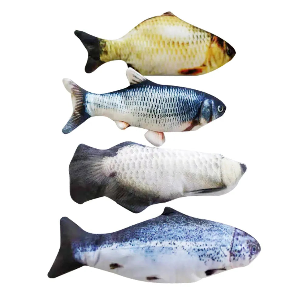 Electronic jumping fish cat toy without cat nip, 30cm multicolour design with USB cable