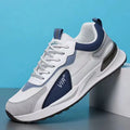 Men's colour block mesh sneakers with lace-up front and flat heel in black colourway