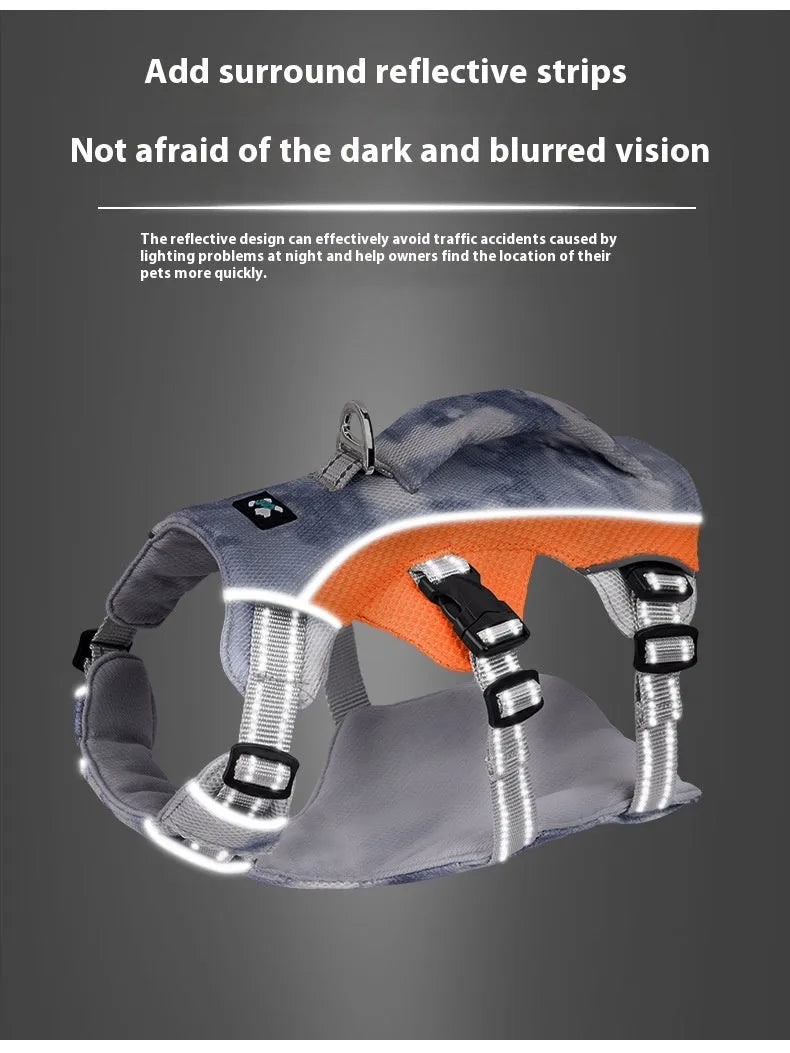 Reflective pet cooling chest strap in light blue colour with adjustable sizing options