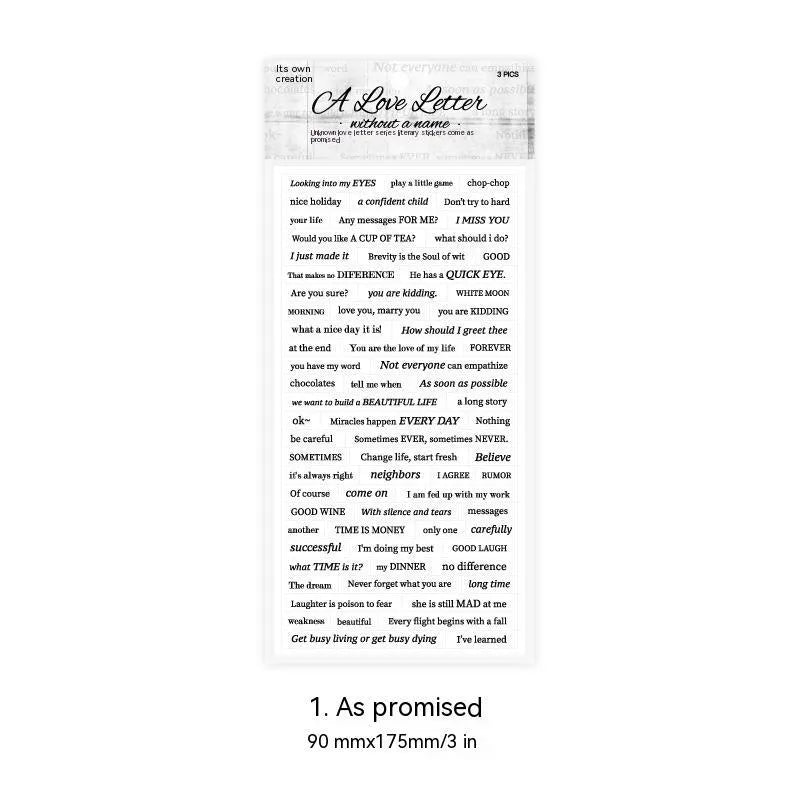 Ins style English quotation stickers in four colours measuring 90 by 175mm