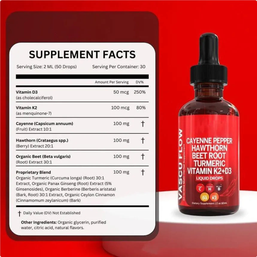 60ml dropper bottle of vitamin D3 K2 hawthorn fruit liquid supplement