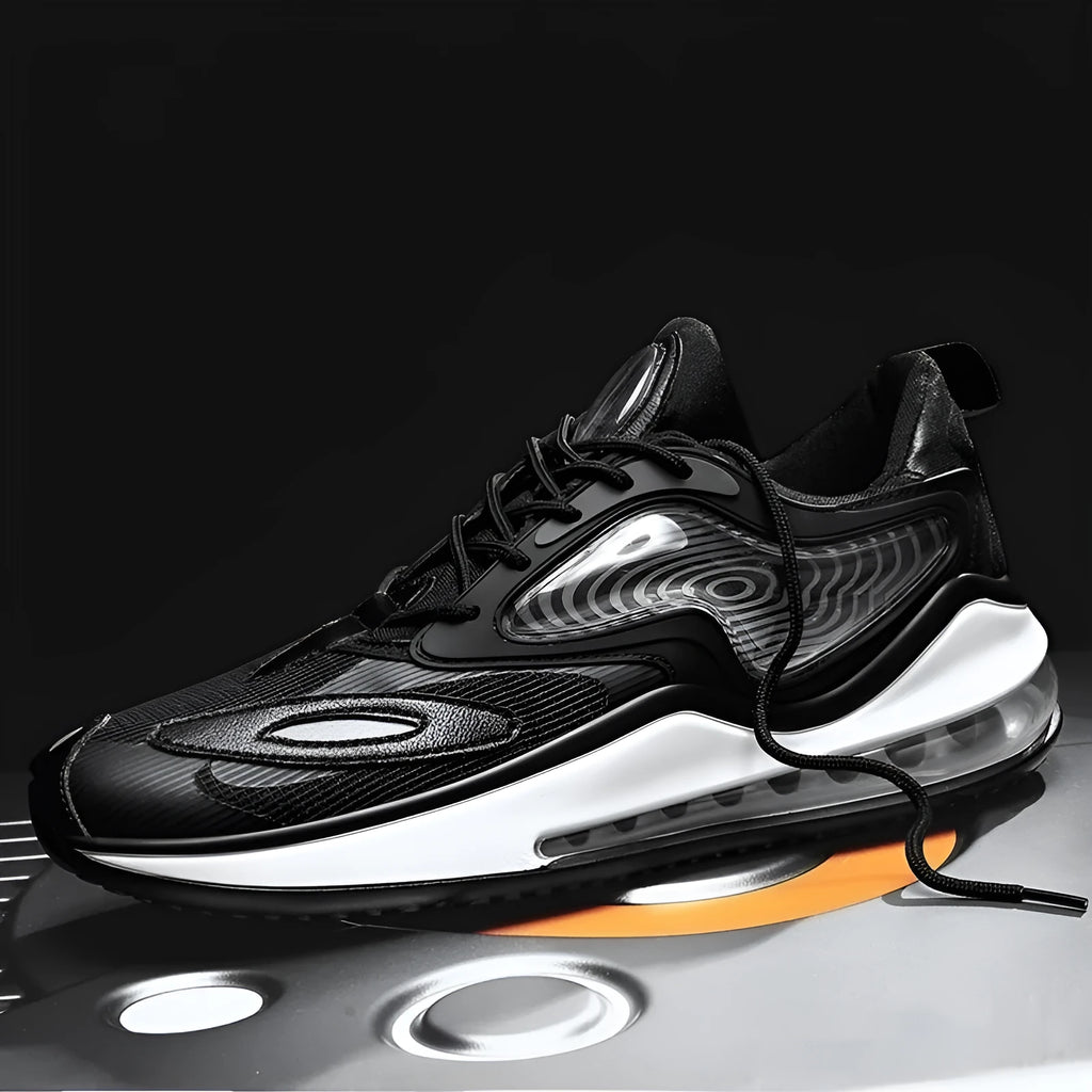 Men's Space Black summer casual shoes with air cushion and rubber sole