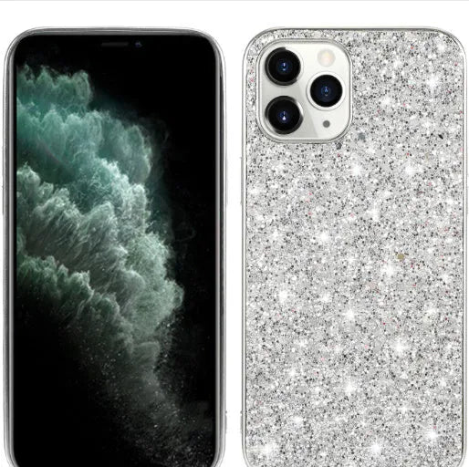 TPU phone case with sequins veneer back cover for iPhone 13 and 12 series in rose gold colour