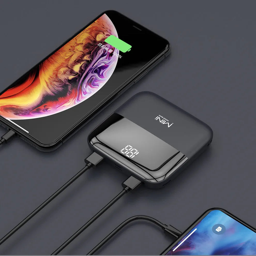 10000mAh Android power bank with digital display showing battery percentage