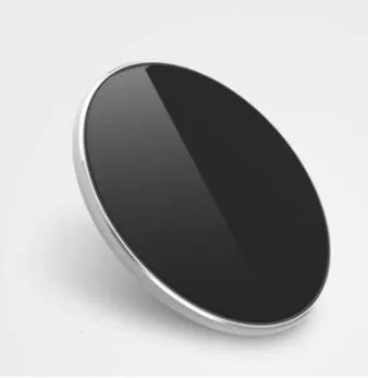 Ultra-thin aluminium wireless charger in golden finish showing LED indicator and Micro USB port