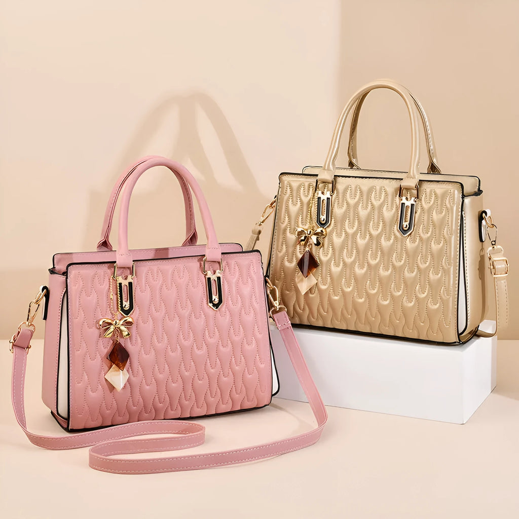 Women's large polyester shoulder messenger bag in street-trend style with pocket sandwich design