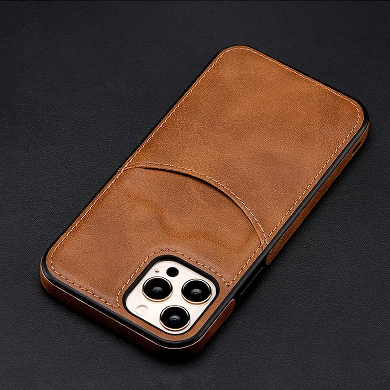 Dark blue PU leather protective case for iPhone models from 7 to 14 series