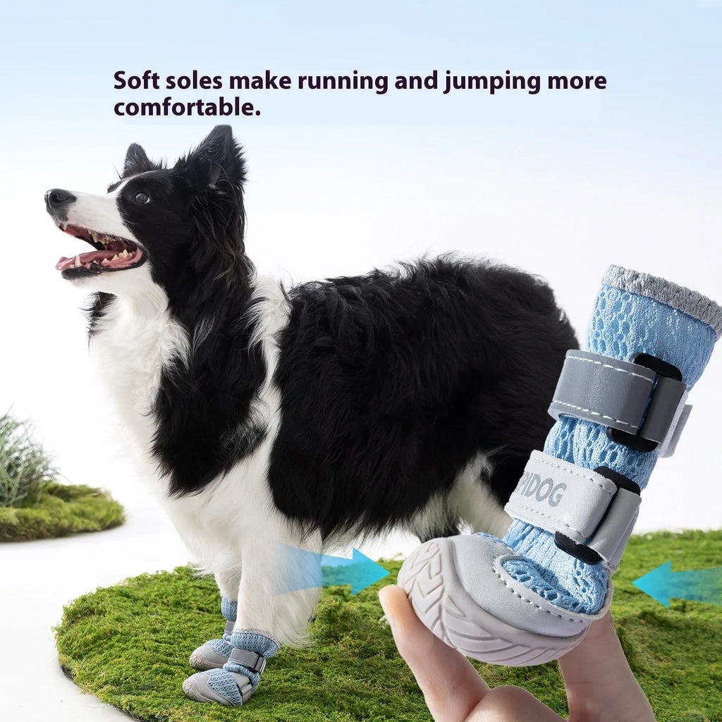 Cartoon style summer dog shoes in Bondi Blue colour with breathable anti-scald design for paw protection