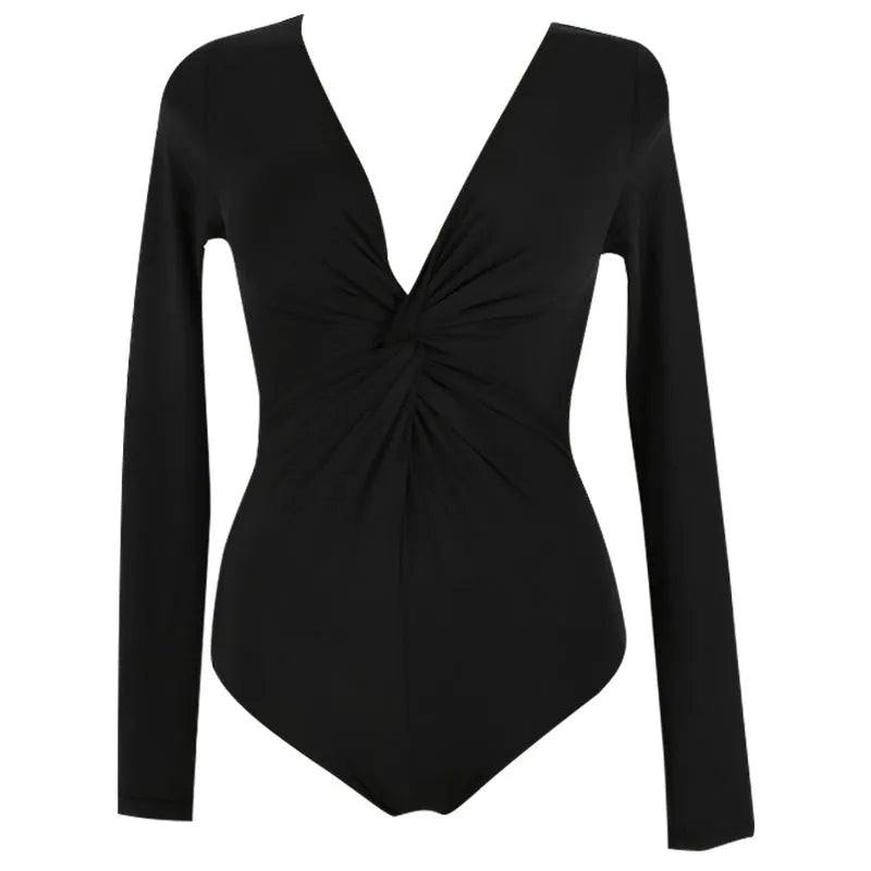 Women's solid black one-piece swimsuit made from nylon fabric