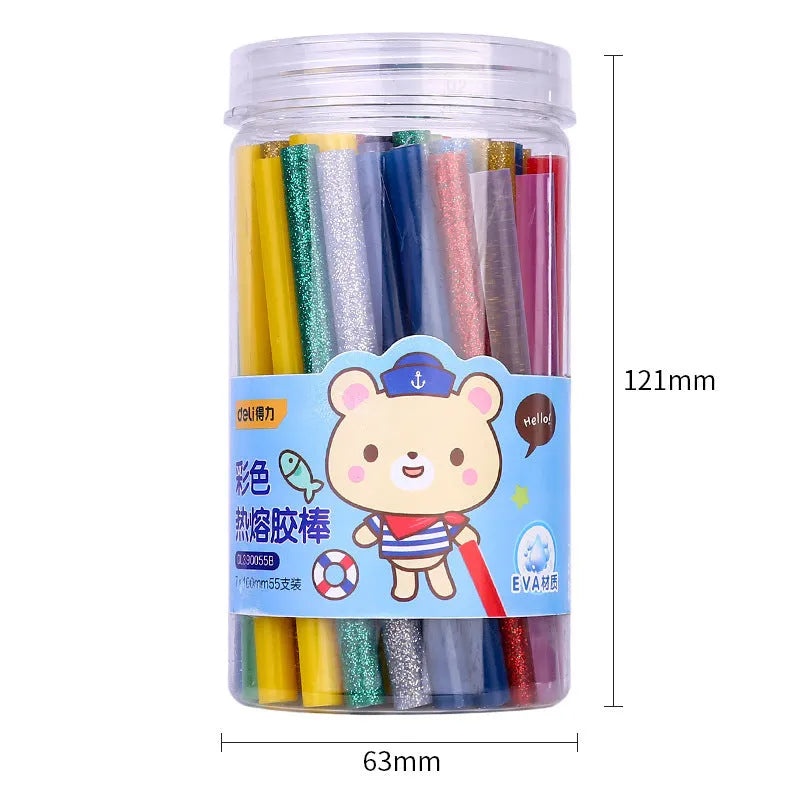 55 transparent hot melt adhesive glue sticks in packaging, 7.0mm diameter for DIY crafts