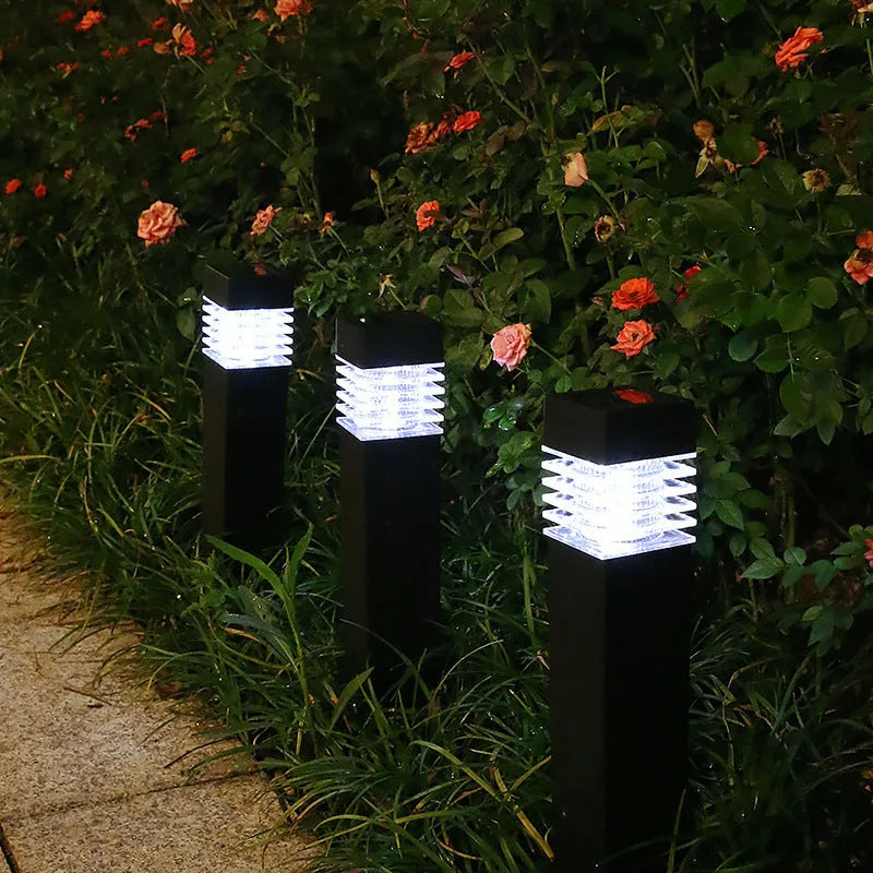 Solar lawn ground lamp with cuboid shape for courtyard garden lighting