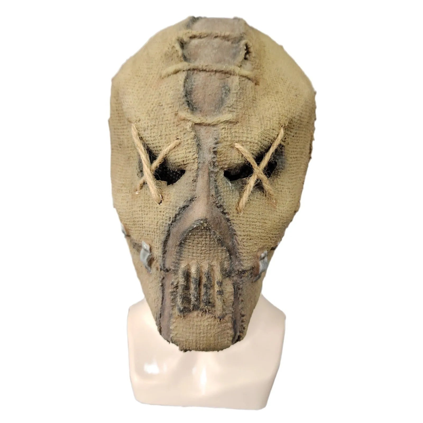 Latex Halloween horror mask showing detailed scarred skull modelling