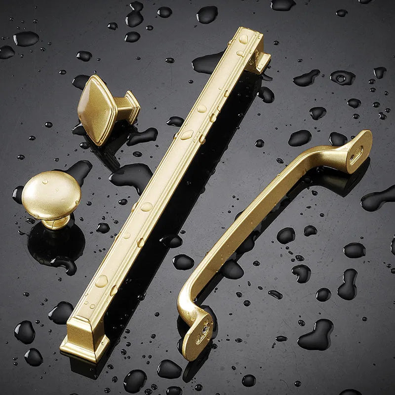 Gold coloured aluminium alloy T-shaped single hole cabinet door handle